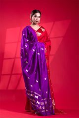 Purple Banarasi Silk Dupatta with Kamdhenu Pichwai Motifs