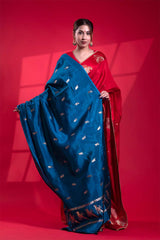 Blue Banarasi Silk Dupatta with Bird Motifs