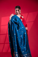 Blue Banarasi Silk Dupatta with Bird Motifs