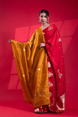 Haldi Yellow Banarasi Silk Dupatta with Bird Motifs