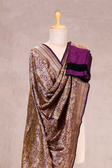 Purple Banarasi Katan Silk Dupatta with Pichwai Brocade Jaal