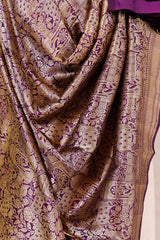 Purple Banarasi Katan Silk Dupatta with Pichwai Brocade Jaal