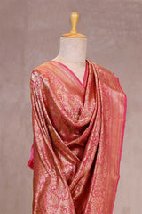 Light Pink Banarasi Katan Silk Dupatta with Pichwai Brocade Jaal
