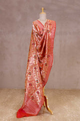 Peach dupatta, Pink dupatta, banarasi dupatta, silk dupatta, wedding dupatta, indian dupatta, handloom dupatta, bridal duaptta