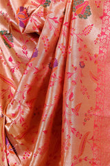 Peach Banarasi Dupatta with Gold Zari Floral Jaal