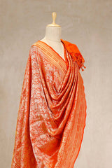 Orange Banarasi Dupatta with Gold Zari Pichwai Jaal Work