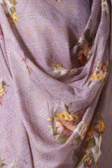 Light Mauve Pure Linen Dupatta with Floral Prints