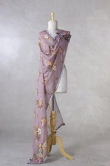 Linen Dupatta, light mauve dupatta, pure linen dupatta, linen printed dupatta