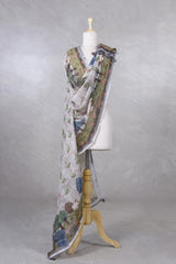 Dupatta, grey Dupatta, Pichwai Dupatta, Dupatta for women, Printed Dupatta, Linen Dupatta