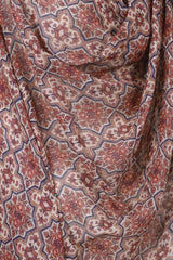 Brown Pure Linen Dupatta with Ajrakh and Pichwai Prints