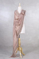 Linen Dupatta, brown dupatta, pure linen dupatta, linen printed dupatta