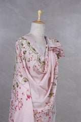 Pink Pure Linen Dupatta with Pichwai Lotus Prints