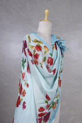 Sky Blue Pure Linen Dupatta with Pichwai Lotus Prints