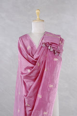 Pink Banarasi Silk Dupatta with Bird Motifs