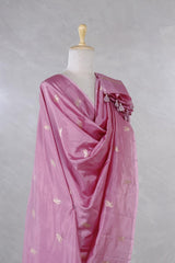 Pink Banarasi Silk Dupatta with Bird Motifs