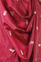 Maroon Banarasi Silk Dupatta with Bird Motifs