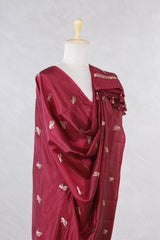 Maroon Banarasi Silk Dupatta with Bird Motifs