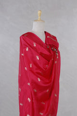 Red Banarasi Silk Dupatta with Bird Motifs