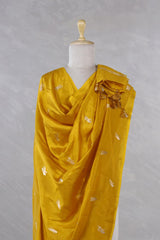 Yellow Banarasi Silk Dupatta with Bird Motifs