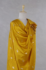 Yellow Banarasi Silk Dupatta with Bird Motifs