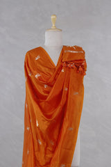 Orange Banarasi Silk Dupatta with Bird Motifs