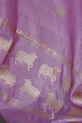 Pink Banarasi Silk Dupatta with Aghana Pichwai Motifs
