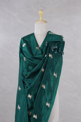 Bottle Green Banarasi Silk Dupatta with Aghanya Pichwai Motifs