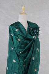 Bottle Green Banarasi Silk Dupatta with Aghanya Pichwai Motifs
