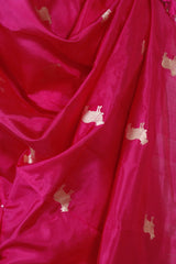 Magenta Pink Banarasi Silk Dupatta with Aghanya Pichwai Motifs