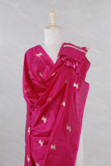Magenta Pink Banarasi Silk Dupatta with Aghanya Pichwai Motifs