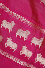 Magenta Pink Banarasi Silk Dupatta with Aghanya Pichwai Motifs