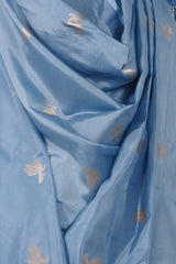 Sky Blue Banarasi Silk Dupatta with Bird Motifs