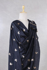 Black Banarasi Silk Dupatta with Bird Motifs
