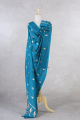 blue dupatta, bird motif dupatta, banarasi dupatta, silk dupatta, wedding dupatta, indian dupatta, handloom dupatta, bridal duaptta