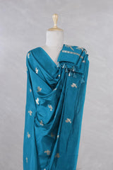 Blue Banarasi Silk Dupatta with Bird Motifs