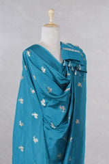 Blue Banarasi Silk Dupatta with Bird Motifs