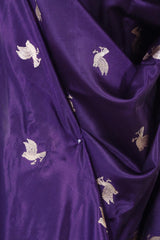Purple Banarasi Silk Dupatta with Bird Motifs