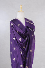 Purple Banarasi Silk Dupatta with Bird Motifs