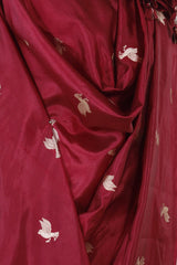 Maroon Banarasi Silk Dupatta with Bird Motifs