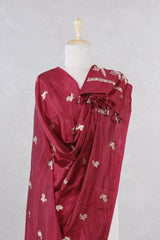 Maroon Banarasi Silk Dupatta with Bird Motifs