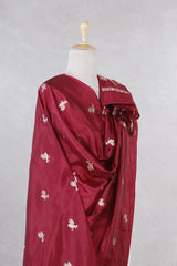 Maroon Banarasi Silk Dupatta with Bird Motifs