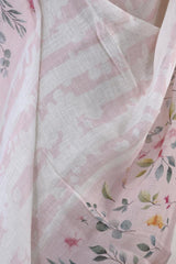 Pink Linen Dupatta with Floral Prints