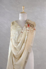 Lime Yellow Pure Linen Dupatta with Artistic Prints