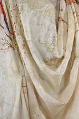 Lime Yellow Pure Linen Dupatta with Artistic Prints