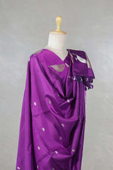 Purple Banarasi Silk Dupatta with Zari Birds Motifs
