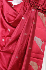 Maroon Banarasi Silk Dupatta with Zari Birds Motifs