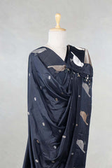 Black Banarasi Silk Dupatta with Zari Birds Motifs