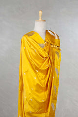 Yellow Banarasi Silk Dupatta with Zari Birds Motifs