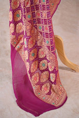 Magenta Pink Georgette Bandhani Dupatta