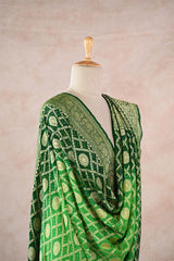 Green Georgette Bandhani Gharchola Dupatta